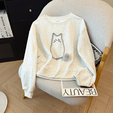 批发实拍纯棉华棉复合牛奶丝320克卫衣女薄款秋季新款圆领<b class='q'>长袖</b><b class='q'>t</b><b class='q'>恤</b>上衣