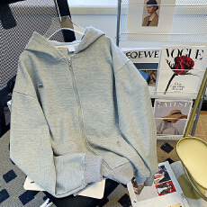 批发实拍华夫格复合卫衣女春秋薄款2025连帽开衫外套上衣大码<b class='q'>女装</b>