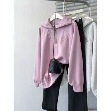 批发实拍华棉复合320克2026春秋薄款刺绣花拉链长袖上衣大码女装200斤