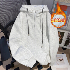 批发实拍大码女装加绒情侣<b class='q'>卫衣</b>男<b class='q'>潮牌</b>设计感秋冬新款纯色宽松保暖上衣