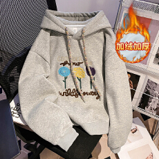 批发实拍纯棉华棉复合奥粒绒卫衣<b class='q'>女装</b>秋冬新款刺绣花连帽保暖上衣