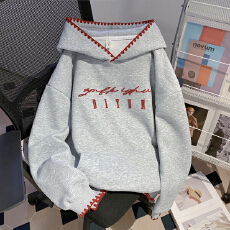 批发实拍薄款卫衣春秋新款国潮刺绣花宽松连帽上衣<b class='q'>大码</b><b class='q'>女装</b>200斤