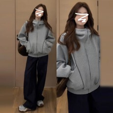 批发官图大码女装200斤卫衣男情侣装潮拉链<b class='q'>开衫</b>外套秋季新款连帽上衣