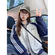 批发官图<b class='q'>大码</b>女装200斤薄款卫衣潮春秋刺绣立领拉链<b class='q'>开衫</b>外套上衣