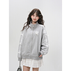 批发官图<b class='q'>大码</b>女装200斤薄款卫衣潮春秋条纹立领拉链<b class='q'>开衫</b>外套上衣