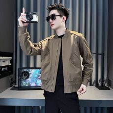 批发春秋季咖色立领外套<b class='q'>韩版</b>潮流男装衣服爆款流行2026新款痞帅风夹克