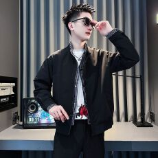 批发假两件<b class='q'>夹克</b>外套男士潮牌ins潮流痞帅上衣春季2025新款立领<b class='q'>男装</b>潮