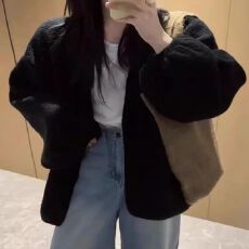 批发树皮工艺针织开衫女2025春秋新款<b class='q'>韩版</b>泡泡袖慵懒风毛衣宽松外套女