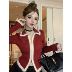 批发圣诞穿搭红色<b class='q'>毛衣</b>外套女2025<b class='q'>新款</b>秋冬慵懒风针织开衫内搭打底上衣