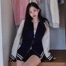 批发kindame韩国拼色拉链羊毛针织运动开衫长袖女<b class='q'>棒球</b>服KR24F2623