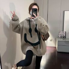 批发<b class='q'>欧洲站</b>笑脸连毛衣女加厚2025春秋<b class='q'>新款</b>韩版慵懒风宽松针织衫上衣