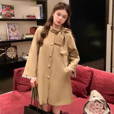 批发原版质量韩系复古蝴蝶结小个子超好看风衣女温柔风设计感新款外套