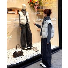 批发2025年冬季新款时尚<b class='q'>百搭</b>休闲洋气显瘦宽松立领通勤灰色棉服马甲潮
