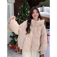 批发立领粉色棉服<b class='q'>外套</b>女冬季2025年新款时尚百搭奶乎乎森系爆款面包服