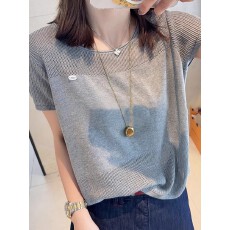 批发针织短袖女2026新款爆款夏季独特超好看薄款冰丝<b class='q'>镂空</b>针织<b class='q'>衫</b>上衣女