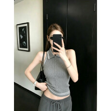 批发POLO领麻花撞色针织背心2026夏季新款<b class='q'>女</b>装<b class='q'>修身</b>收腰外穿复古风上衣