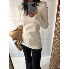 批发40支纯棉白色打底衫女秋冬<b class='q'>中长款</b>遮屁股鲨鱼<b class='q'>裤</b>的搭配上衣长袖T恤