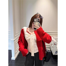 批发原版面料韩系甜辣妹波点绑带长袖T恤女<b class='q'>冬</b>少女感减龄收腰显瘦上衣