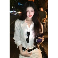 批发韩系高级感白色<b class='q'>衬衫</b>女早秋2025新款爆款通勤<b class='q'>职业</b>穿搭休闲长袖上衣