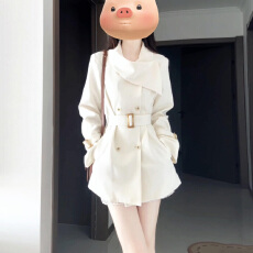 批发韩系巨好看白色风衣外套女早<b class='q'>秋</b>季2025新款小个子香风收腰气质上衣