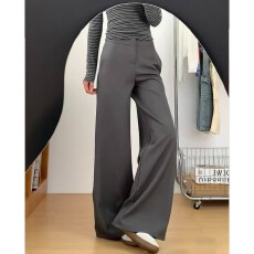 批发深灰色高级感直筒<b class='q'>西装</b>裤<b class='q'>女</b>秋季2025新款垂坠感显瘦窄版阔腿休闲裤