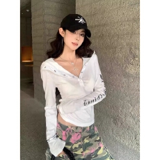 官图+原版质量设计感星星印花连帽长袖T恤防晒上衣