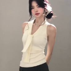 批发纯欲蕾丝后背v领吊带背心女夏季外穿气质修身显瘦绝美俏皮<b class='q'>小</b>上衣