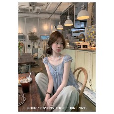 批发韩系假两件木耳边蕾丝拼接短袖t恤女夏季宽松显瘦短上衣