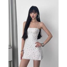 批发Younger Lady<b class='q'>欧美</b>重工闪钻抹胸吊带<b class='q'>连衣裙</b>性感收腰显瘦礼服短裙