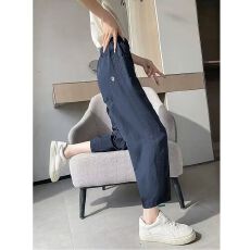 批发冰丝哈伦<b class='q'>运动</b>裤女夏季薄款大码宽松防晒八九分萝卜裤速干<b class='q'>休闲裤</b>