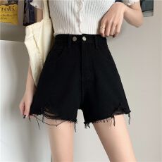 批发小个子破洞牛仔短裤女夏新款设计感<b class='q'>高腰</b>显瘦宽松百搭阔腿a字<b class='q'>热裤</b>