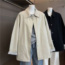 批发韩系<b class='q'>翻领</b>风衣外套女秋季2025新款高级感气质格子内衬超火休闲大衣