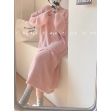 批发温柔风连衣裙女秋冬<b class='q'>中长款</b>过膝气质名媛穿搭针织宽松毛衣长裙内搭