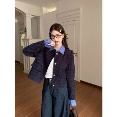 批发小香风短<b class='q'>外套</b>女2025秋装女款百搭<b class='q'>显瘦</b>拼接设计感开衫上衣