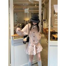 批发韩版简约甜美洋气减龄百搭立领外套女<b class='q'>秋</b>季新款高级设计感百褶风衣