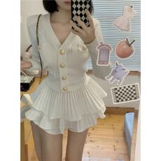 批发<b class='q'>小香</b>风白色纯欲显瘦辣妹<b class='q'>套装</b>女春秋长袖针织衫上衣半身裙子两件套