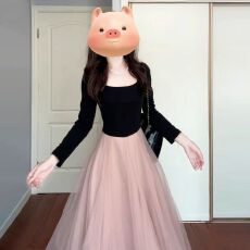 批发2025新款法式坎肩长袖连衣<b class='q'>裙</b>子女秋冬季富家千金气质掐腰<b class='q'>网纱</b>长<b class='q'>裙</b>