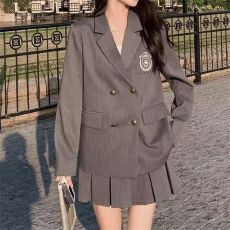 批发学院风西装jk制服套装女春秋2025新款小个子韩风chic百褶裙两件套