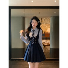 批发Blovelan秋日原野 学院风短西装外套假两件<b class='q'>连衣裙</b>制服套