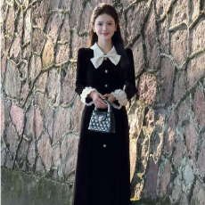 批发时尚气质小香风<b class='q'>连衣裙</b>女初秋新款法式长裙子显瘦小黑裙