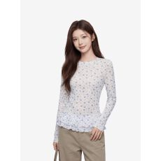 批发韩系气质碎花圆领<b class='q'>长袖</b>打底<b class='q'>T</b><b class='q'>恤</b><b class='q'>女</b>春夏新款修身显瘦巨好看绝美上衣