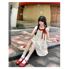 批发Bibi Bency2025新款小个子<b class='q'>夏季</b>蝴蝶结小飞袖短裙波点连衣裙女中长