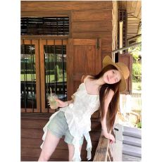 批发不规则吊带裙背心女小个子外穿夏季2026新款叠穿<b class='q'>白色</b>蕾丝花边上衣