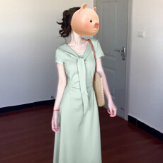 批发2026新爆款今年流行法式绿色连衣<b class='q'>裙子</b>女夏季气质显瘦掐腰包臀长裙