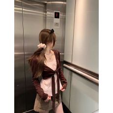 批发韩系甜美蕾丝花边波点背心女春季新款<b class='q'>短款</b><b class='q'>开衫</b>上衣两件套