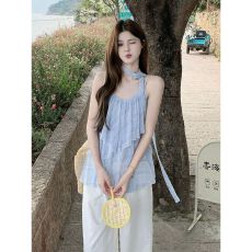 批发法式纯欲感甜美层层荷叶边吊带<b class='q'>背心女</b>夏季新款宽松休闲度假风上衣