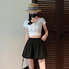 批发白色花苞边短裙裤女2026夏季新薄款亲肤透气高腰显瘦宽松垂感短裙