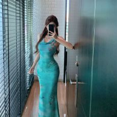 批发出片裙子蝴蝶印花连衣裙女<b class='q'>夏</b>季修身收腰鱼尾长裙辣妹度假包臀裙子
