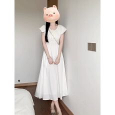 批发初恋小白裙法式泡泡袖连衣裙子女夏季2026<b class='q'>新款</b>小个子高级感<b class='q'>长裙</b>子