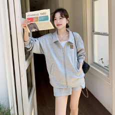 批发休闲套装女美式字母翻领卫衣外套2025年<b class='q'>春</b>秋季松紧腰半身裙两件套